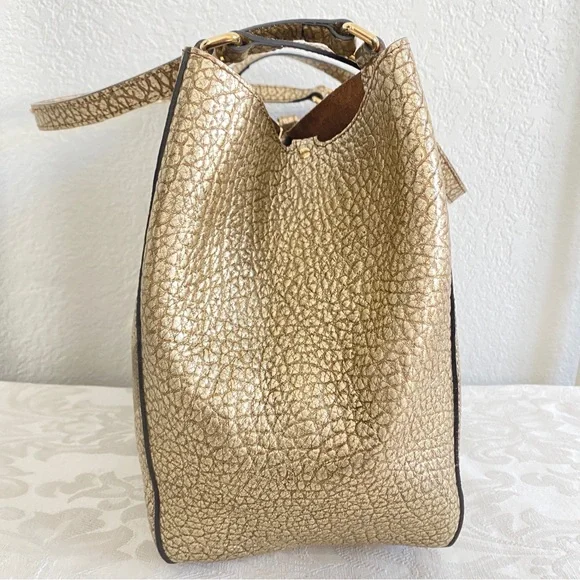 Burberry gold check leather bag